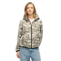 Damska wiatrówka Superdry Logo. Brązowe kurtki sportowe Superdry, bez wzorów, bez kaptura. W wyprzedaży za 366.45 zł.