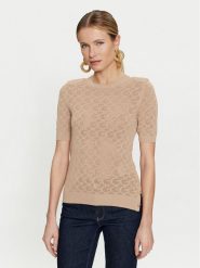 Guess Sweter Belle W4GR15 Z36O0 Beżowy Regular Fit. Brązowe swetry Guess, xs, z aplikacjami, z syntetyku, bez ramiączek. Za 109.99 zł.