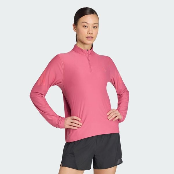 Bluza adi365 Iconic Running 1/2 Zip. Czerwone bluzy Adidas, xl, bez wzorów, z dzianiny, bez kaptura. Za 219.00 zł.