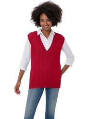 Heine Bezrękawnik w kolorze czerwonym rozmiar: 42. Czerwone swetry Heine, bez wzorów, z bawełny, bez ramiączek. Za 73.76 zł.