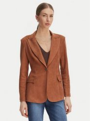 Rinascimento Marynarka CFC0127916003 Brązowy Regular Fit. Brązowe marynarki i żakiety Rinascimento, s, bez wzorów, ze skóry. Za 599.99 zł.