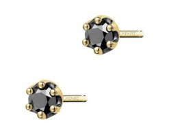 Kolczyki z żółtego złota z czarnymi brylantami - 0,22 ct - próba 585. Czarne kolczyki Apart, z brylantem, złote. Za 1,659.00 zł.