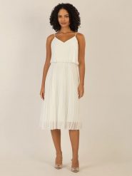 APART Sukienka w kolorze kremowym rozmiar: 46. Brązowe sukienki Apart, bez wzorów, bez kołnierzyka, bez ramiączek, midi. Za 217.99 zł.