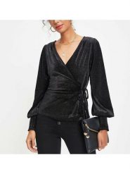 Milan Kiss Bluzka w kolorze czarnym rozmiar: L. Czarne bluzki Milan Kiss, l, bez wzorów, bez kołnierzyka, bez ramiączek. Za 113.99 zł.