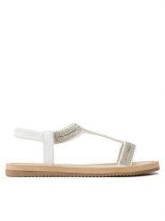 Clara Barson Sandały WSS20835-01B Biały. Białe sandały Clara Barson, bez wzorów, ze skóry, bez obcasa, na płaskiej podeszwie, bez zapięcia. Za 99.99 zł.