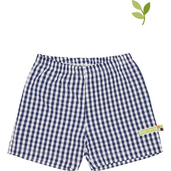 Loud + proud Szorty w kolorze granatowym rozmiar: 74/80. Niebieskie szorty z aplikacjami, z bawełny. Za 50.95 zł.