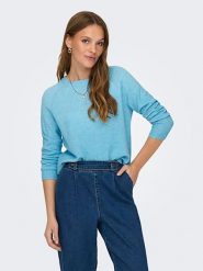 ONLY Sweter w kolorze błękitnym rozmiar: XL. Niebieskie swetry Only, xl, bez wzorów, ze splotem, bez ramiączek. Za 83.62 zł.