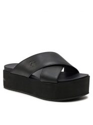 Calvin Klein Jeans Klapki Flatform Cross Mg Uc YW0YW01349 Czarny. Czarne klapki Calvin Klein Jeans, bez wzorów, z jeansu, bez obcasa. Za 249.99 zł.