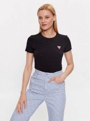 Guess T-Shirt W2YI44 J1314 Czarny Slim Fit. Czarne t-shirty Guess, xxs, z aplikacjami, z bawełny, bez kołnierzyka, bez ramiączek. Za 79.99 zł.