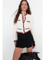 Trendyol Kardigan w kolorze białym rozmiar: S. Białe kardigany Trendyol, s, bez wzorów, ze splotem. Za 86.99 zł.