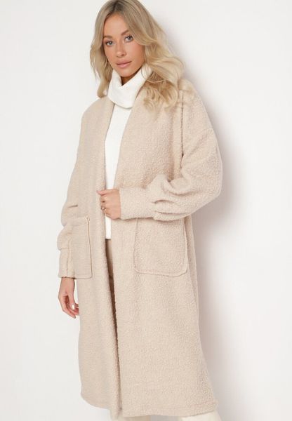 Jasnobeżowy Płaszcz Boucle Niezapinany Zopho. Brązowe płaszcze Born2be, s, bez wzorów, z jeansu, bez kaptura. Za 69.99 zł.