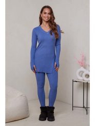 Soft Cashmere 2-częściowy zestaw w kolorze niebieskim rozmiar: 38/40. Niebieskie swetry Soft Cashmere, bez wzorów, ze splotem, bez ramiączek. Za 145.60 zł.