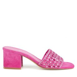 Klapki Eva Minge. Czerwone klapki Eva Minge, bez wzorów, bez obcasa. Za 319.99 zł.