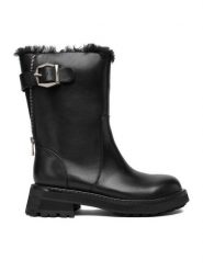 Badura Botki EO-CECILIA-2521-86-1 Czarny. Czarne botki Badura, bez wzorów, ze skóry, bez obcasa, na płaskiej podeszwie, bez zapięcia. Za 459.99 zł.