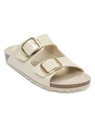 Mandel Klapki w kolorze kremowym rozmiar: 37. Brązowe klapki Mandel, bez wzorów, z otwartym noskiem, bez obcasa. Za 130.99 zł.