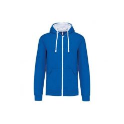 Bluza z kapturem z kontrastowym zamkiem błyskawicznym Kariban. Białe bluzy KARIBAN, s, bez wzorów, z bawełny, z kapturem. Za 229.00 zł.