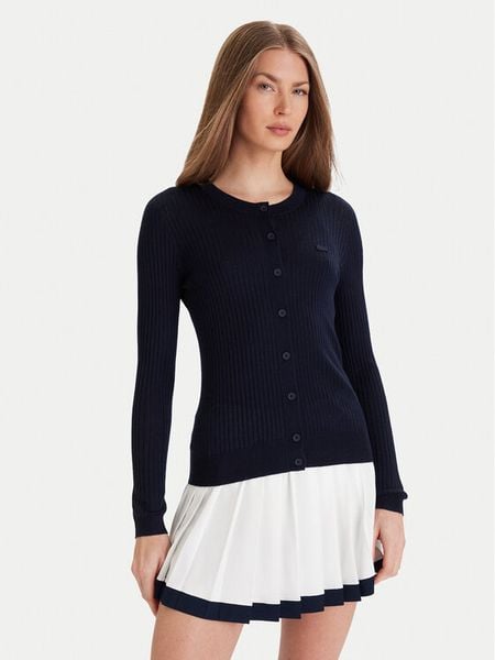 Lacoste Kardigan AF4141 Granatowy Slim Fit. Niebieskie kardigany Lacoste, bez wzorów, z wełny. Za 619.99 zł.