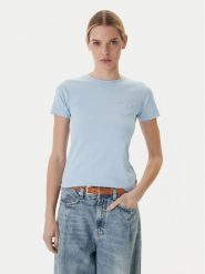 Guess T-Shirt W5RI52 J1314 Błękitny Regular Fit. Niebieskie t-shirty Guess, s, z aplikacjami, z bawełny, bez kołnierzyka, bez ramiączek. Za 139.99 zł.
