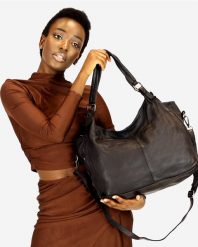 Torebka damska czarna MARCO MAZZINI v47a. Czarne shopper bez wzorów, z bawełny, na ramię, bez dodatków. Za 489.25 zł.