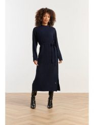 Smashed Lemon Sukienka dzianinowa w kolorze granatowym rozmiar: XL. Niebieskie sukienki Smashed Lemon, na co dzień, xl, bez wzorów, z dzianiny, bez kołnierzyka, bez ramiączek, midi, proste. Za 143.99 zł.