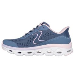 Kapcie SKECHERS GLIDE STEP SOLE Niebieski. Szare obuwie domowe Skechers, bez wzorów, z syntetyku, bez zapięcia. Za 383.99 zł.