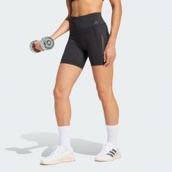 Krótkie legginsy Optime Workout 3-Stripes. Czarne legginsy Adidas, bez wzorów, z lycry, z podwyższonym stanem, na fitness i siłownię. Za 199.00 zł.
