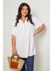 Curvy Lady Tunika w kolorze białym rozmiar: 40/42. Białe tuniki Curvy Lady, bez wzorów, klasyczne, bez kołnierzyka, bez ramiączek. Za 123.25 zł.