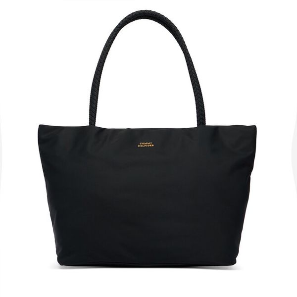 Torebka Tommy Hilfiger. Czarne shopper TOMMY HILFIGER, bez wzorów, z nylonu, bez dodatków. Za 569.99 zł.