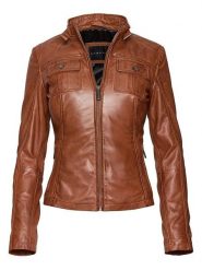 Bugatti Skórzana kurtka w kolorze jasnobrązowym rozmiar: 46. Brązowe kurtki Bugatti, bez wzorów, z materiału, bez kaptura. Za 739.99 zł.