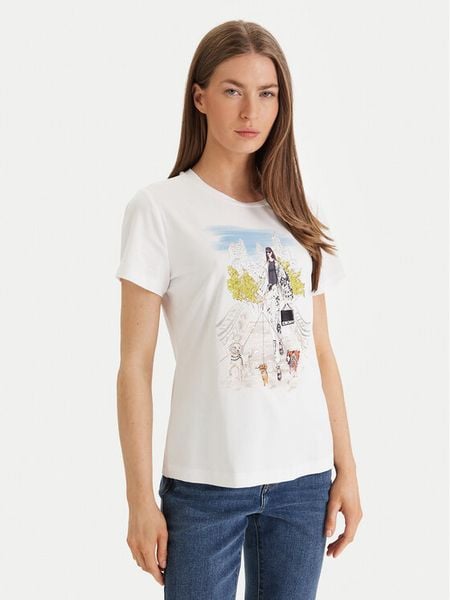 DKNY T-Shirt Central Park Conversational P61M0WNA Biały Regular Fit. Białe t-shirty DKNY, m, bez wzorów, z bawełny, bez kołnierzyka, bez ramiączek. Za 217.99 zł.