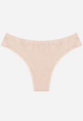 Beżowe Majtki z Bawełną Typu Stringi Ozdobione Koronką Cirilise. Brązowe stringi Born2be, bez wzorów, z bawełny. Za 6.99 zł.