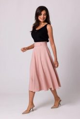 Rozkloszowana spódnica z wysokim stanem i kieszeniami różowa. Czerwone spódnice Bewear, na lato, l, bez wzorów, midi, rozkloszowane. Za 319.00 zł.