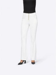 Heine Dżinsy - Slim fit - w kolorze białym rozmiar: 17. Białe jeansy Heine, bez wzorów, z podwyższonym stanem. Za 43.88 zł.
