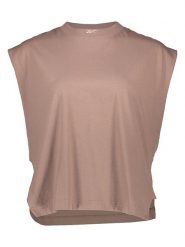 Reebok Top w kolorze jasnobrązowym rozmiar: S. Brązowe topy Reebok, s, bez wzorów, z bawełny, bez kołnierzyka, bez ramiączek. Za 57.06 zł.