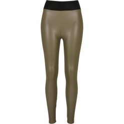 Damskie legginsy z wysoką talią z faux skóry Urban Classics. Zielone legginsy Urban Classics, bez wzorów, ze skóry, z podwyższonym stanem. Za 175.50 zł.