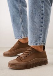 Brązowe Trampki z Imitacji Zamszu z Nieregularną Podeszwą ze Żłobieniami Naranatea. Brązowe trampki Born2be, bez wzorów, z jeansu, bez zapięcia. Za 69.99 zł.