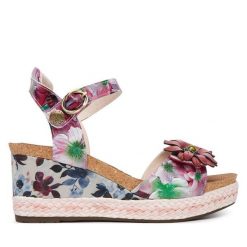 Sandały Laura Vita. Fioletowe sandały Laura Vita, bez wzorów, bez obcasa, na koturnie, bez zapięcia. Za 439.99 zł.