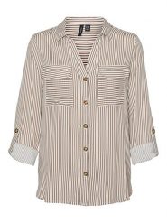 Vero Moda Koszula w kolorze jasnobrązowo-białym rozmiar: M. Brązowe koszule Vero Moda, m, bez wzorów, z wiskozy, klasyczne, bez kołnierzyka, bez ramiączek. Za 92.45 zł.