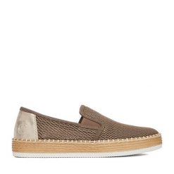 Espadryle Rieker. Szare espadryle Rieker, bez wzorów, bez obcasa, bez zapięcia. Za 319.99 zł.
