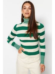 Trendyol Golf w kolorze biało-zielonym rozmiar: M. Białe golfy Trendyol, m, bez wzorów, bez ramiączek. Za 65.23 zł.