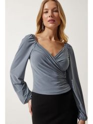 Happiness Istanbul Bluzka w kolorze szarym rozmiar: 36. Szare bluzki Happiness Istanbul, bez wzorów, bez kołnierzyka, bez ramiączek. Za 60.99 zł.