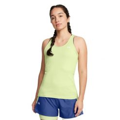Tank top treningowy damski Under Armour HeatGear Armour Racer. Zielone topy Under Armour, l, bez wzorów, bez kołnierzyka, bez ramiączek. Za 109.99 zł.