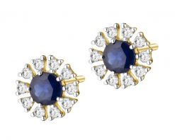 Kolczyki z żółtego złota z diamentami i szafirami - próba 585. Żółte kolczyki Apart, z diamentem, złote. Za 2,259.00 zł.