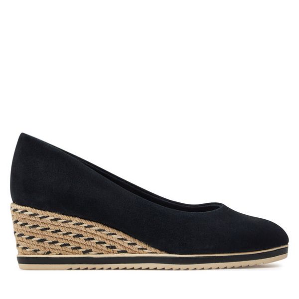 Espadryle Tamaris. Niebieskie czółenka Tamaris, bez wzorów, bez obcasa, bez zapięcia. Za 364.99 zł.