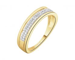 Pierścionek z żółtego złota z diamentami - 0,10 ct - próba 585. Żółte pierścionki Apart, z diamentem, złote. Za 3,690.00 zł.
