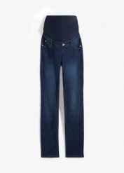 Dżinsy ciążowe z bawełny organicznej, straight leg. Niebieskie jeansy bonprix, bez wzorów. Za 189.99 zł.