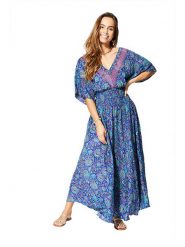 Aller Simplement Sukienka w kolorze niebieskim rozmiar: 34-40. Niebieskie sukienki Aller Simplement, bez wzorów, klasyczne, bez kołnierzyka, bez ramiączek, maxi. Za 78.99 zł.