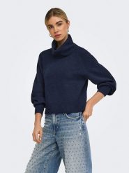 ONLY Sweter w kolorze granatowym rozmiar: XS. Niebieskie golfy Only, xs, bez wzorów, bez ramiączek. Za 85.45 zł.