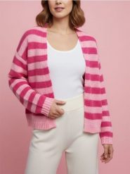Kardigan w paski - różowy. Czerwone kardigany Sinsay, l, bez wzorów. Za 49.99 zł.