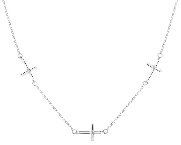Naszyjnik srebrny z cyrkoniami - krzyże. Szare naszyjniki Apart, z cyrkonią, srebrne. Za 154.00 zł.